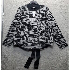 Sofia Jeans by Sofia Vergara Sweater Womens 4X Multi Zebra-Print Metallic Glitz
